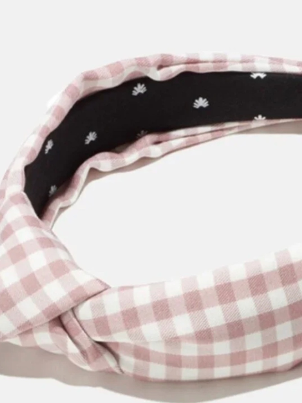 Lele Sadoughi Gingham Knotted Headband Mauve White MINT
